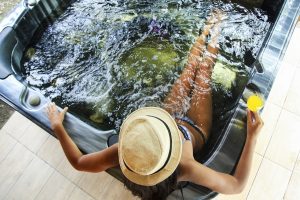 woman in a hot tub