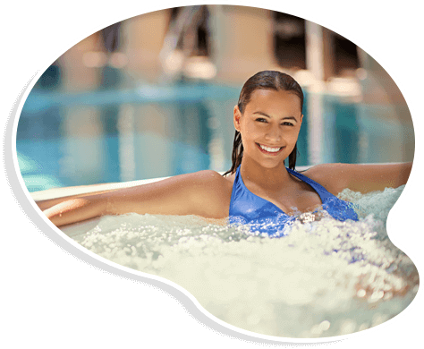 Woman Relaxing in Hot Tub - Outdoor Living, LLC